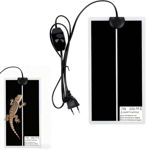 Sylkeov Tapis Chauffant pour Terrarium 15 x 25 cm, Tapis Chauffant pour Reptiles avec Température Réglable (0-35 °C), Fiche Européenne (7W, 220V-240V), Convient aux Reptiles et aux Petits Animaux