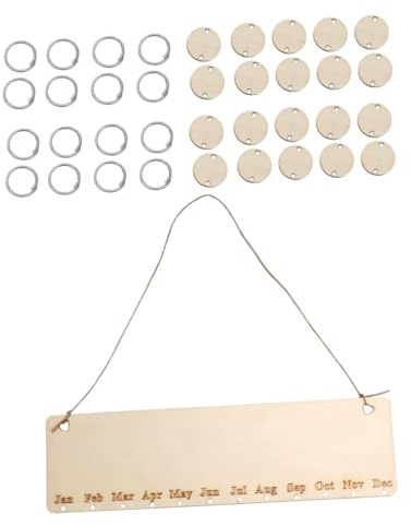 Levemolo Calendario in Legno da Parete Te per Compleanni e Ricorrenze Promemoria Famiglia con Targhette Rotonde Decorazione Casa Originale e Regalo Personalizzato