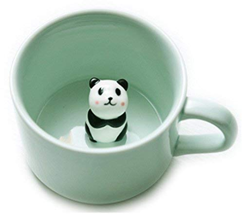Itian Keramikbecher, niedliche Panda-Katze, Kaffeetasse aus Keramik mit Deckel, 3D-Tassen mit Tieren, Milchtee, neuartige Tasse für Hochzeiten, Geburtstage, Weihnachten, Geschenke für Kinder, 230 ml