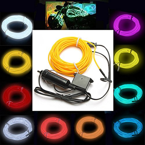 C-FUNN 5M EL Neon Light Effect Light Cable Cord Wire 12V Inverter - Blue
