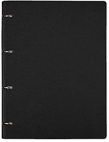 aoory Cuaderno a rayas A4 Executive Origaniser rellenable, con anillas redondas, cubierta de piel, bloc de notas Negro