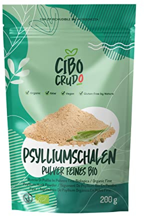 Cuticola di Psillio Biologico in Polvere - Purezza 99% - 200g. Cuticola di Psillio in Polvere Macinata. Psyllium Husk Powder da Semi di Psillio Ricca di Fibre Alimentari dall'India.