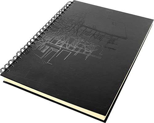 Skissbok Kangaro A4 blank, Wire-o, inbunden svart, med tryck, 140 g krämpapper, K-5576