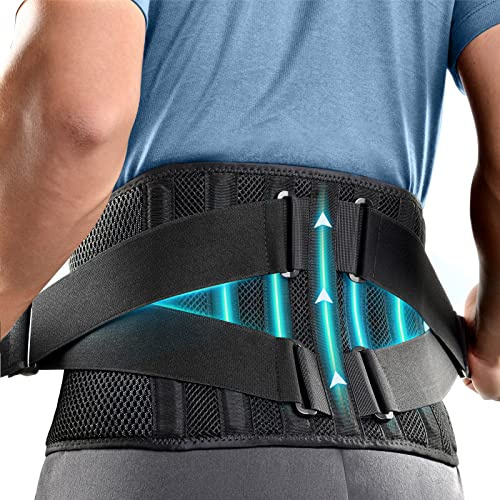 FREETOO Faja lumbar transpirable, cinturón lumbar de dolor cruzado, cinturón de espalda para corrección de postura, con 7 varillas de apoyo