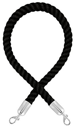 Avspärrsladd – premium – med karbinhakar (Ø 36 mm) – avstängningsrep med snäppändar (1,5 m, svart/krompolerad)