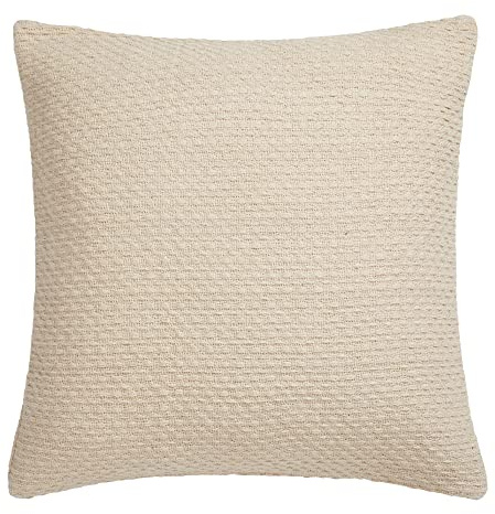 Drift Home Cream Cushion - 43 x 43cm - Sustainable Recycled Cotton - Filling Included - Cream Weaved Cushion with Insert - Matching Throw Available