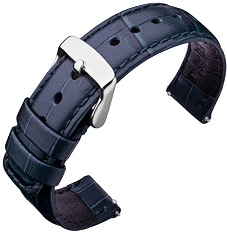 ANNEFIT Snabbfrigörande läderarmband 18 mm 20 mm 22 mm 24 mm, alligatorkorn kalvskinn ersättningsband, 20mm, Läder, Ingen ädelsten