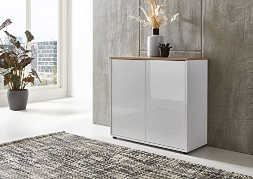 Schuhkommode Kommode Aktenschrank »Mailand 4« Schlafzimmer, bis zu 16 Paar Schuhe, wählbar (Weiß/Artisan Eiche)