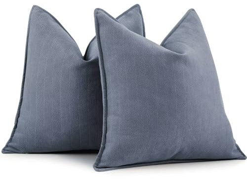 ZWJD Staub Blau Kissenbezug 60x60 2er Set Chenille Kissenbezüge Sofakissen Kissenhüllen mit elegantem Design, weiche und luxuriöse dekorative Dekokissen für Couch, Bett und Heimdekoration