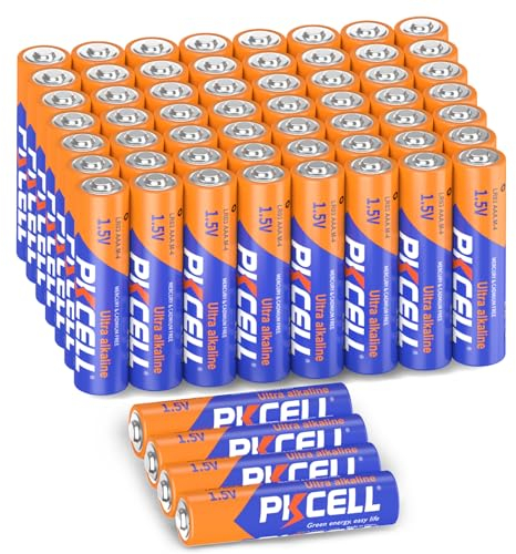 PKCELL batteries AAA, 1.5V high performance disposable battery LR03 alkaline battery for keyboards mice remote controls, (10-year shelf life) X 60 count