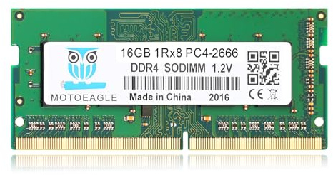 DDR4 2666MHz 16gbx1 SODIMM 1RX8 PC4-21300 (PC4-2666T) CL19 1.2v Non-ECC Laptop RAM Memory Module