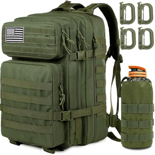 MUCHER Mochila Tática 45l Militar Mochila Crossfit Hombre Supervivencia Mochila Molle EDC Grande para 3 Días Mochila del Ejército con Portabotellas y 4 Mosquetones para Senderismo, Caza, Trekking