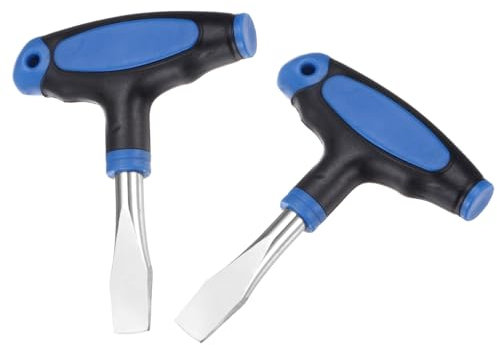 Lot de 2 tournevis ergonomiques à tête plate avec poignée en T de 9 mm, tournevis à tête plate, tournevis à tête plate avec barre en T en plastique en caoutchouc, tournevis ergonomique à tête plate,