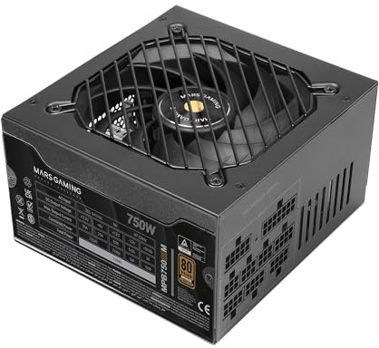 Mars Gaming MPB750SIM, Fuente Alimentación Full Modular ATX 750W, 7 Años Garantía, 80Plus Bronze 230V EU, 90% Eficiencia, Ventilador SI Extreme Silence 140mm, Tecnologías AI2-RPM, DC-DC y SMD, Negro