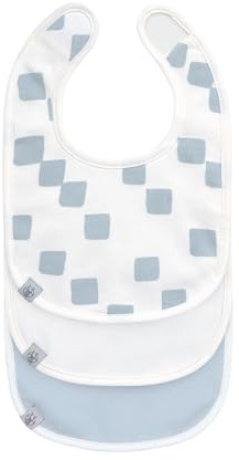LÄSSIG Set de bavoirs pour bébé (3 pièces) Bavoirs pour nouveau-né Fermeture autoagrippante GOTS/Newborn Bib Set GOTS Happy Fruits light blue