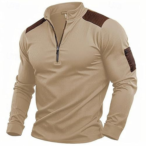 Generisch Camisa Táctica de Combate para Hombre de Manga Larga con Cremallera y Cuello de Punto Flecktarn, Estilo Slim Fit, Camuflaje, para Paintball, Airsoft, Ejército, Bundeswehr, Uniforme Militar