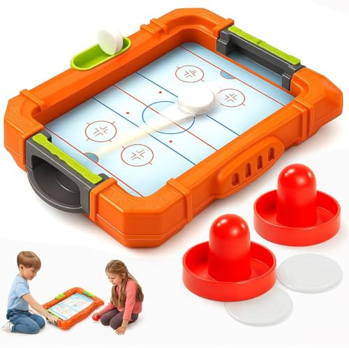 Toyana Tabletop Air Hockey Game for Kids & Adults | Ice Hockey Board Game Toy with Pucks & Strikers | Indoor Sports Toy for Boys & Girls Ages 3+ | Portable Family Game for Home, School & Office