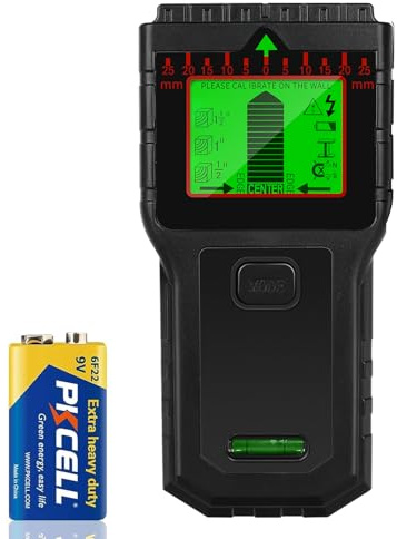 Rilevatore Tubi e Cavi Elettrici - Scanner Multifunzione con Display LCD e Allarme Sonoro, Rilevatore di Fili per Legno, Cavi AC, Metallo, Travetti e Tubi, nero