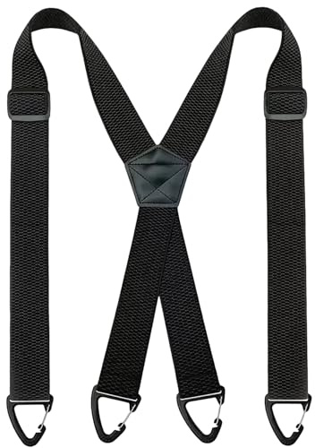 HolooVeranillo Mens Braces for Trousers, Trouser Braces, Men Trouser, X Back Suspenders with 4 Carabiner Clips, Adjustable Elastic Heavy Duty Brace for Formal Pants and Jeans, Casual Trousers