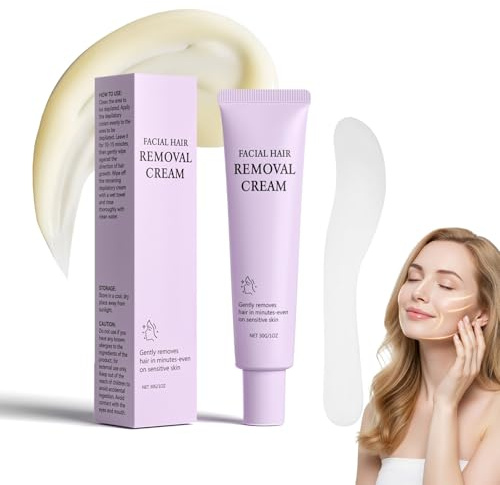 Facial Hair Removal Cream for Women, Gentle Face Hairs Removal Cream for Sensitive Skin, Facial Hair Remover Creams, Depilatory Creams for Face Chin Upper Lip for Smooth Soft Skin, 1.01 fl oz