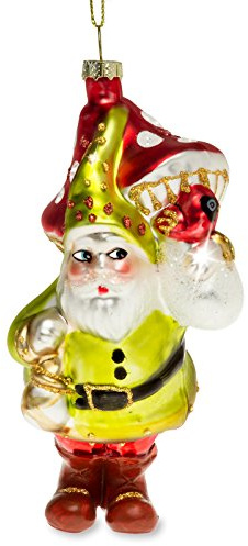 Sikora BS327 Zwerg mit Fliegenpilz Christbaumschmuck Glas Figur Weihnachtsbaum Anhänger