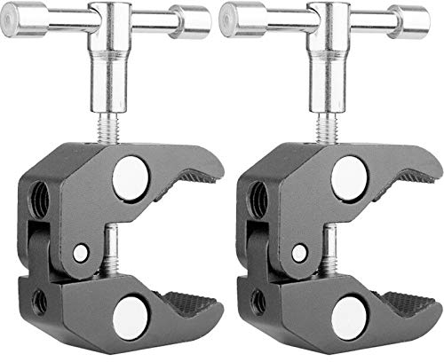 ChromLives Super Clamp Fotografie mit 1/4 und 3/8 Super klemme Gewindestangenklemmklemme für DSLR Rig Kameras,15 mm Stangen Lampen, Regenschirme, Haken, Regale, Glasplatten,und mehr 2Pack