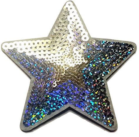 B2see Patch Etoile Écusson Paillette Applique Badge brodé-rie Couture thermocollant Etoile Argente Doree 9 cm