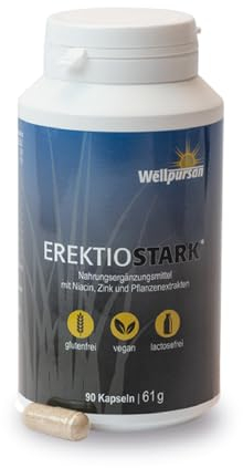 Wellpursan Erektio Stark, 90 Kapseln, für aktive Männer, mit L-Arginin, Pflanzenstoffen, Maca, Zink, pflanzlich hochdosiert