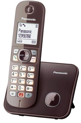 Panasonic KX-TG6851GA Schnurlostelefon (Bis zu 1.000 Telefonnummern sperren, übersichtliche Schriftgröße, lauter Hörer, Voll-Duplex Freisprechen) mocca-braun