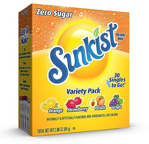 Singles To Go! Sunkist Soda Powdered Drink Mix, Variety Pack, 30 Packets