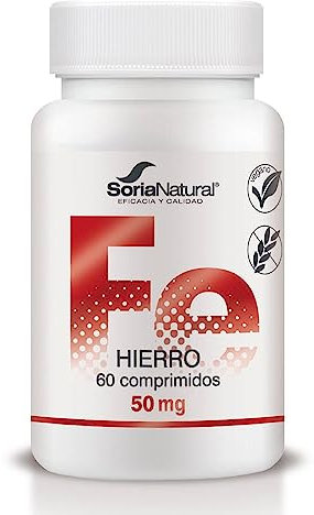 Soria Natural Hierro Liberación Sostenida - Ayuda a Mantener los Niveles de Hierro Necesarios – Contribuye a la Formación de Glóbulos Rojos y Hemoglobina – Con Vitamina C - 60 comprimidos de 1.000 mg