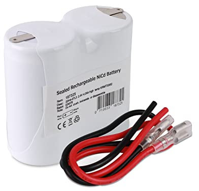 Bright Source 2 D Cell Side by Side 2.4v 4000mAh Rechargeable Emergency Lighting Battery with Electrical Contact Solder Tags & Attachable Leads