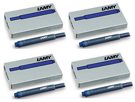 LAMY T10 4er Set löschbare Tintenpatronen mit großem Tintenvorrat - geeignet für alle Lamy Patronenfüllhaltermodelle - Inhalt 1,25ml je Patrone - 5 Stück pro Päckchen - Tintenfarbe blau