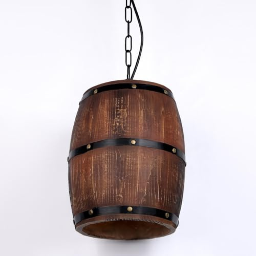 Newrays Lampada a sospensione a botte di vino in resina artificiale antica appesa rustica lampada da soffitto a bar da cucina unica