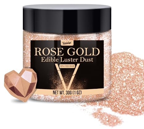 Edible Glitter - 30g / 1oz Luster Dust Edible Glimmer Powder for Sparkling Drinks, Foods, Wine, Cake - Food Grade Shimmer Dust Powder for Baking, Beverage, Cookies Decoration (Rose Gold)