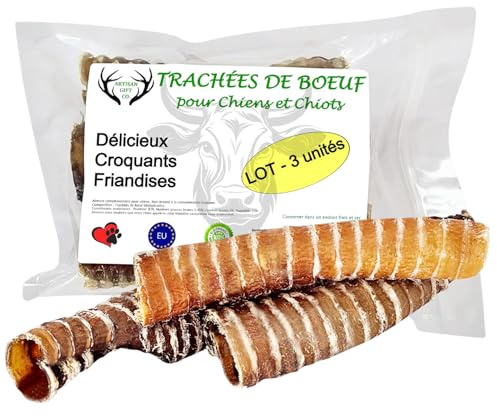 Trachées de Boeuf pour Chiens - Long. 15 cm (150g) - Lot de 3 pcs
