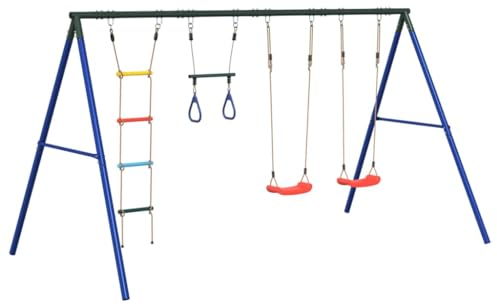 vidaXL Gungställning med gungor, trapets, stege, gungställning, utomhuslekset, gungställning för barn, trädgårdsgungställning, gungställning för barn