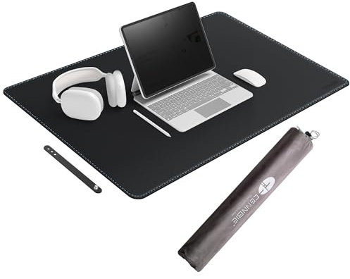 CENNBIE Schreibtischunterlage Leder, 80x50cm extra großeTischunterlage, erweitertes PU-Leder Mauspad xxl, wasserdichte Schreibunterlage auf Schreibtischen, Büro und Zuhause Tischunterlage (schwarz)