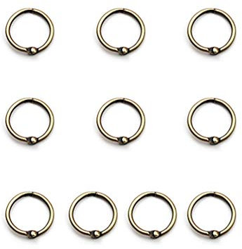 Itkcozcg Bürobedarf, 10 Stück Binderinge aus Metall für Schlüsselringe, Kartenbindungsringe, 2,3 cm und 4,1 cm Durchmesser, Wörterhefte, bronze, Inner diameter 2cm, Bürobedarf