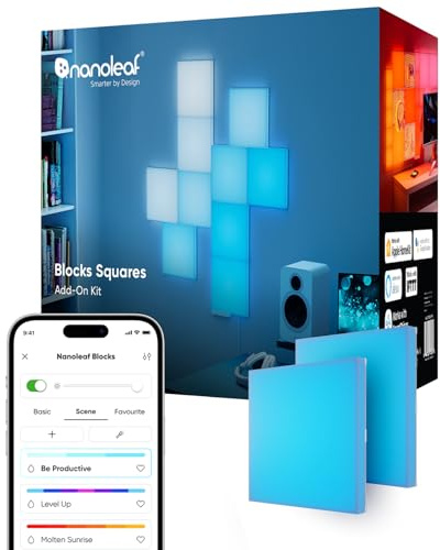 Nanoleaf Blocks Expansion Kit | 2 Squares (Requires Starter Kit), RGBW Color-Changing Wall Light, Adjustable Colour Temperature 1200K-6500K, Soft Lighting Cozy Ambiance (23.1 x 23.1 cm Each)