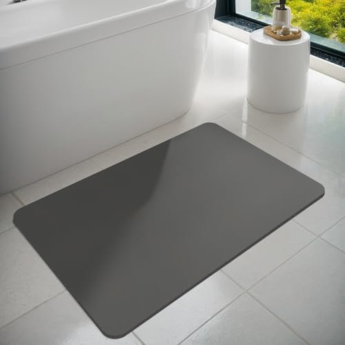 Dolic Badematte, Badevorleger, Gummi, rutschfest, dünn, saugfähig, schnelltrocknend, schmutzabweisend Vorleger für Badezimmerboden, Badewanne und Duschraum im Außenbereich (Dark Grey, 40 x 60 cm)