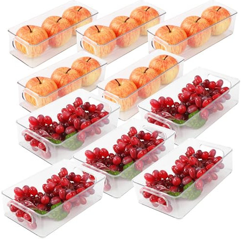 DUBUOZA Lot de 10 Bacs de Rangement Garde-Manger (2 Tailles),Organiseur Frigo Cusine Rangement Frigo,Convient pour la Cuisine, le Réfrigérateur, le Tiroir, l'armoire, le Bureau ou le Bureau, etc