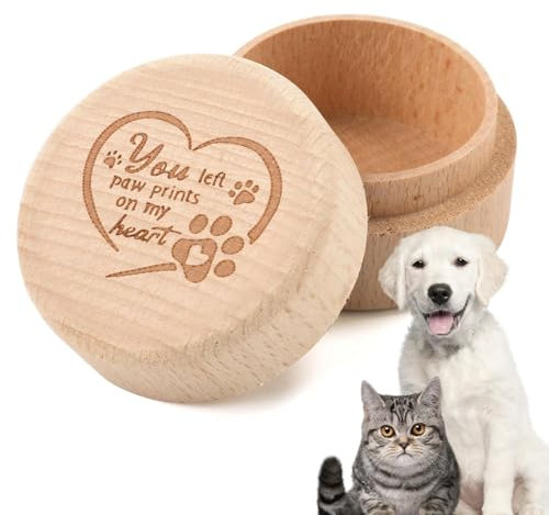 Boîte Souvenir en Bois de Noyer pour Poils d'animaux de Compagnie, Cadeau pour la Perte de Chien et Chat | Urne pour Cendres d'animaux de Compagnie, Convient pour Les étiquettes, la Perte