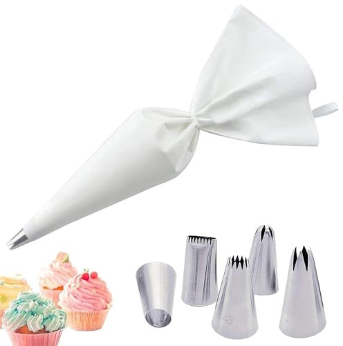 6 Pièces Douille Patisserie Professionnelle Kit,Poche à Douille Réutilisable,Poche a douille patisserie,Patisserie Accessoire,pour Glaçage et Décoration de Gâteau,DIY Cupcake et Muffins Gâteaux