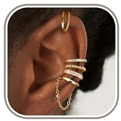 Morfetto Ear Cuff No Piercing for Women - 5 Pairs 14K Gold Plated Clip On Earrings for Non Pierced Ears - Ear Cuff No Piercing for Women Earring Stack Non Tarnish-Flower