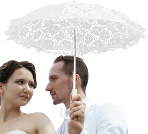 Sombrilla de boda de encaje vintage - Paraguas de novia, decoración propia, elegante accesorio para ceremonias, eventos de ducha de boda, delicada cubierta de dosel en