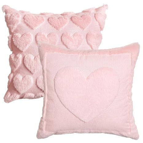Artoid Mode Set di 2 federe per cuscino in morbida pelliccia artificiale, per San Valentino, 45 x 45 cm, in velluto jacquard, per camera da letto