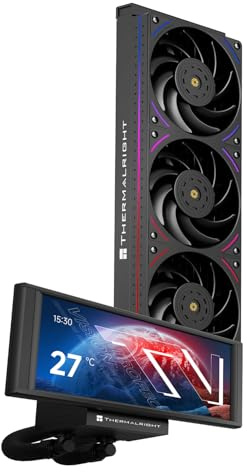 Thermalright Trofeo Vision 360 ARGB svart CPU-vätskekylare, för AM4/AM5, Intel LGA1851/1700, 6,86-tums LCD-skärm i full färg med 1280 x 480 upplösningar, magnetisk panelskärm