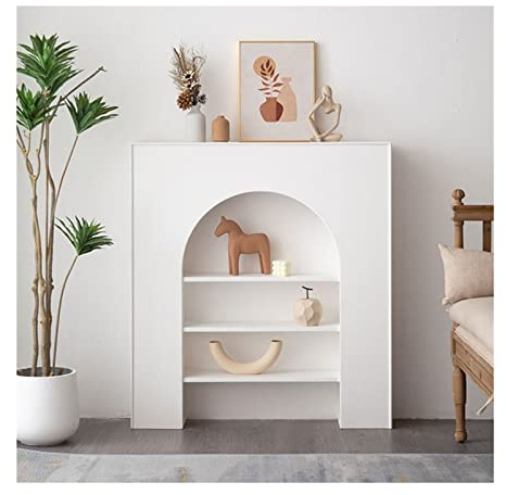 Cornice Per Camino Cornice for caminetto elettrico for mensola del camino Armadio decorativo francese Simulazione Vetrina Soggiorno for Stufa for rivestimento, Bianco(100 * 20 * 110cm)