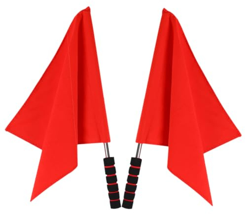 ORFOFE 2 Pezzi Bandiera di Segnalazione Maniglia Rossa Resistente per Arbitro Bandiera da Calcio e Pallavolo Portatile per Eventi Sportivi e Allenamenti
